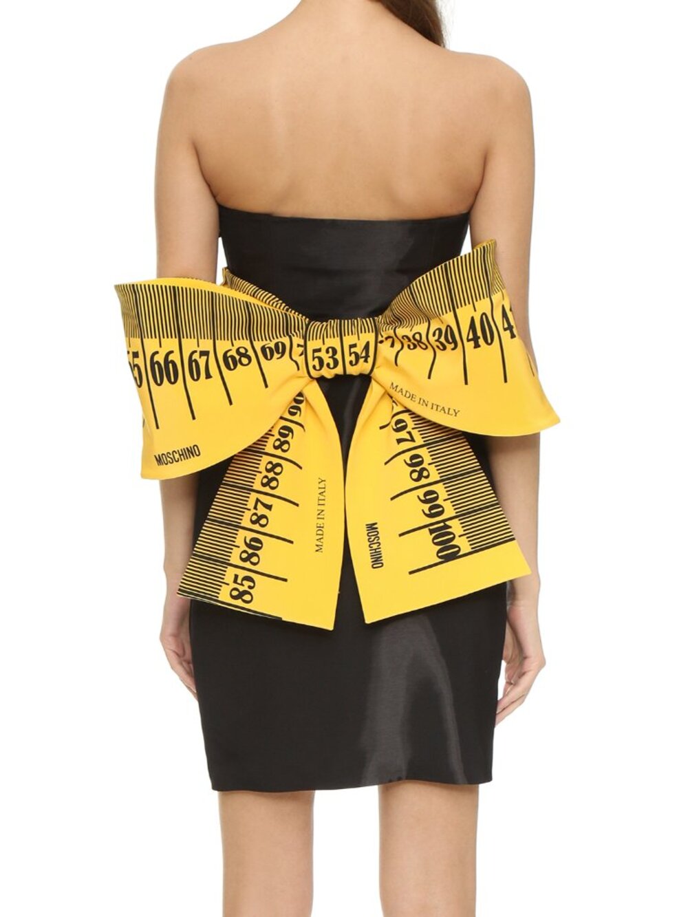 New Moschino Couture Strapless Measuring Tape Mini Dress Black Bow US 4 IT 38 - Picture 3 of 17